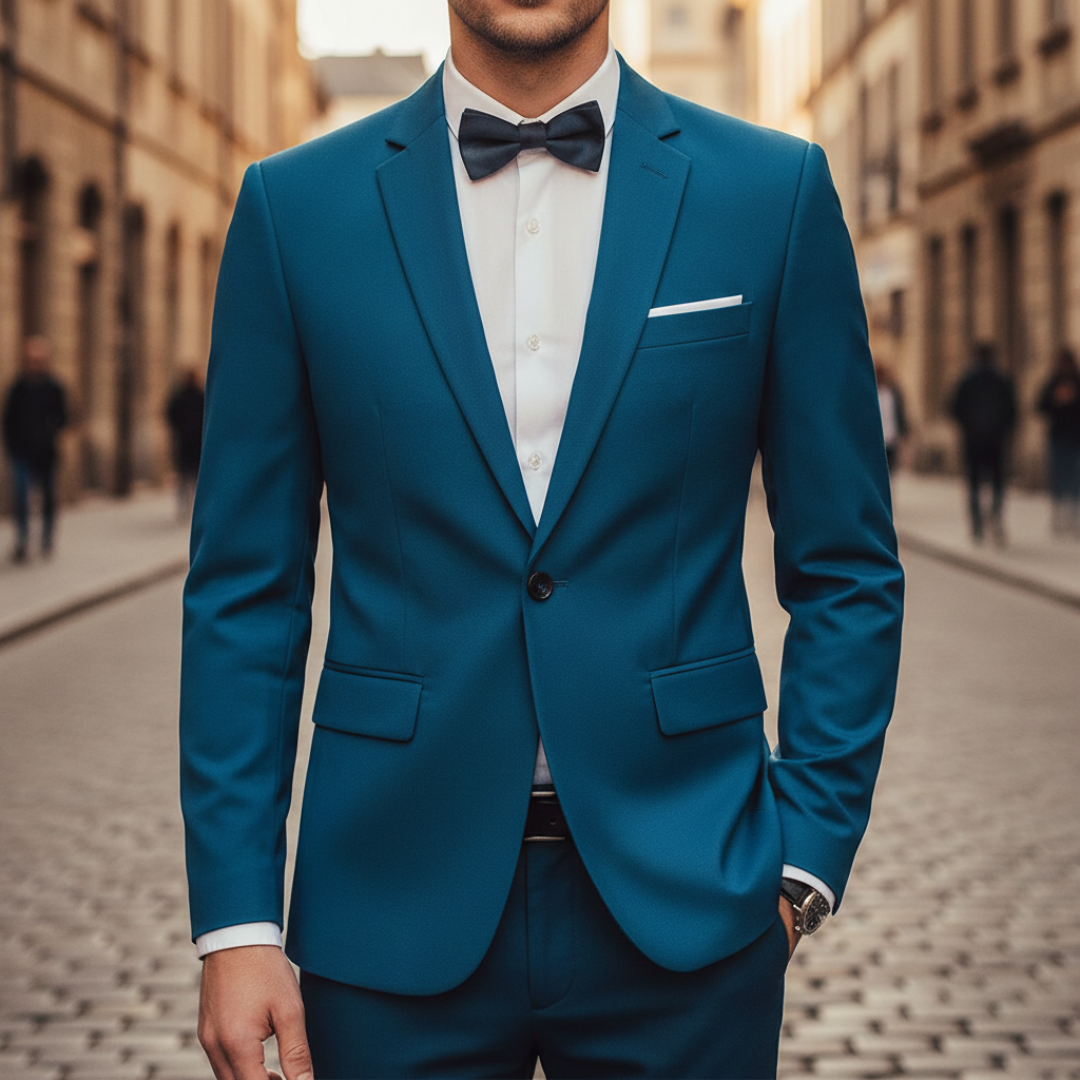 Pocket Square Notch Lapel Single Button Slim Fit Blazer