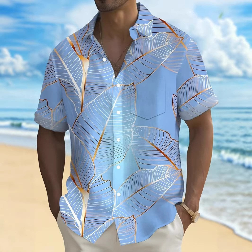 Micro Check Print Short Sleeve Muscle Fit Mens Casual Shirt
