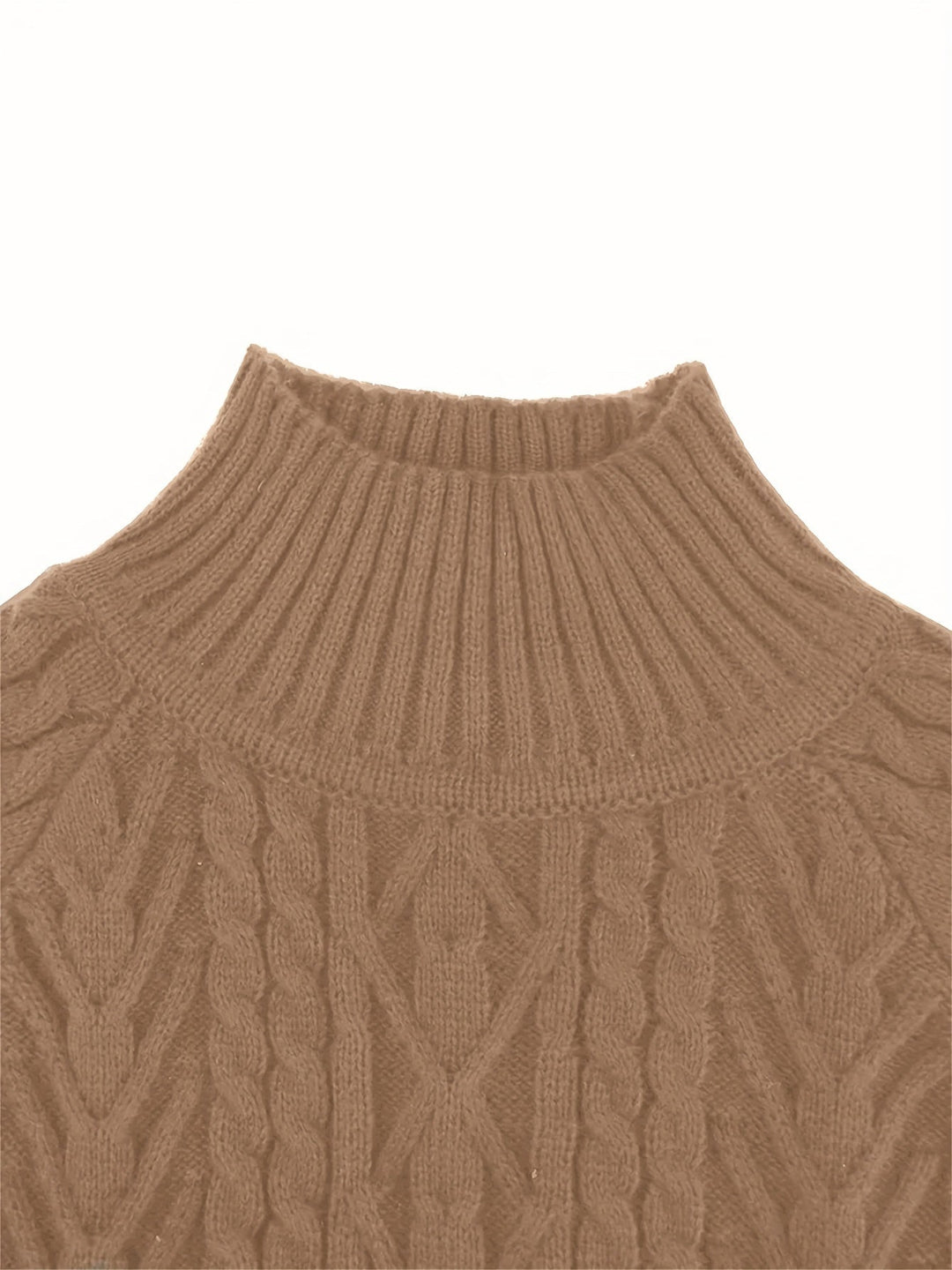 Isolde | Women's Puff Sleeve Mock Neck Cable Knit Sweater
