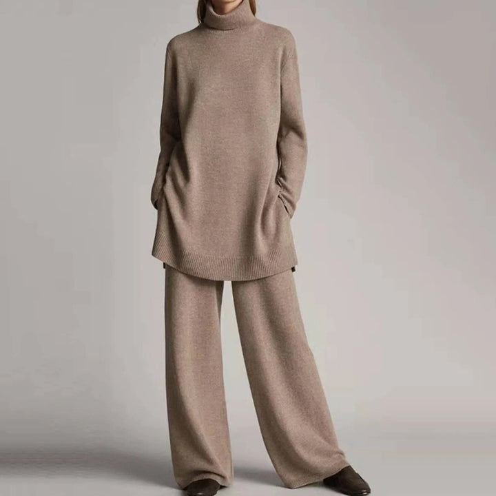 Sylvie | Women's Turtleneck Tunic Sweater Wide Leg Pants Set