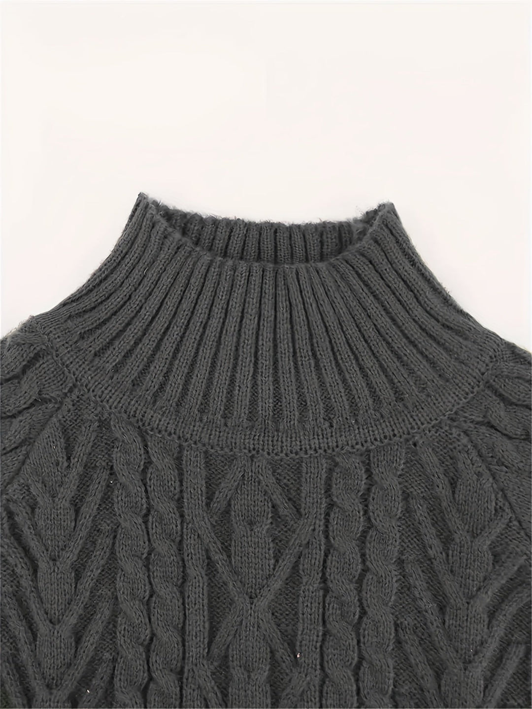 Isolde | Women's Puff Sleeve Mock Neck Cable Knit Sweater