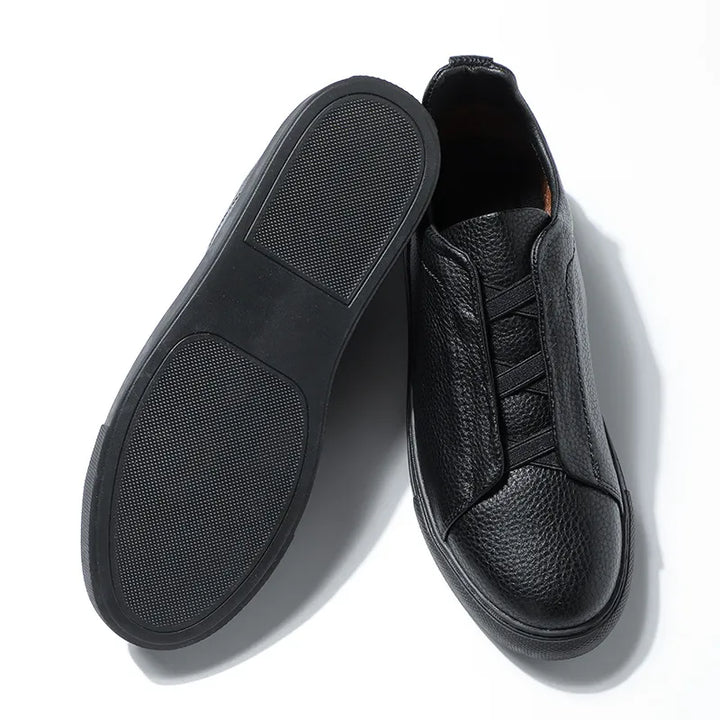 Pebbled Leather Slip On Mens Casual Shoes - Minimal Style