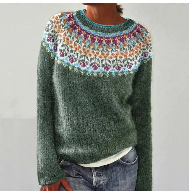 Fenwick | Women's Fair Isle Print Boat Neck Sweater