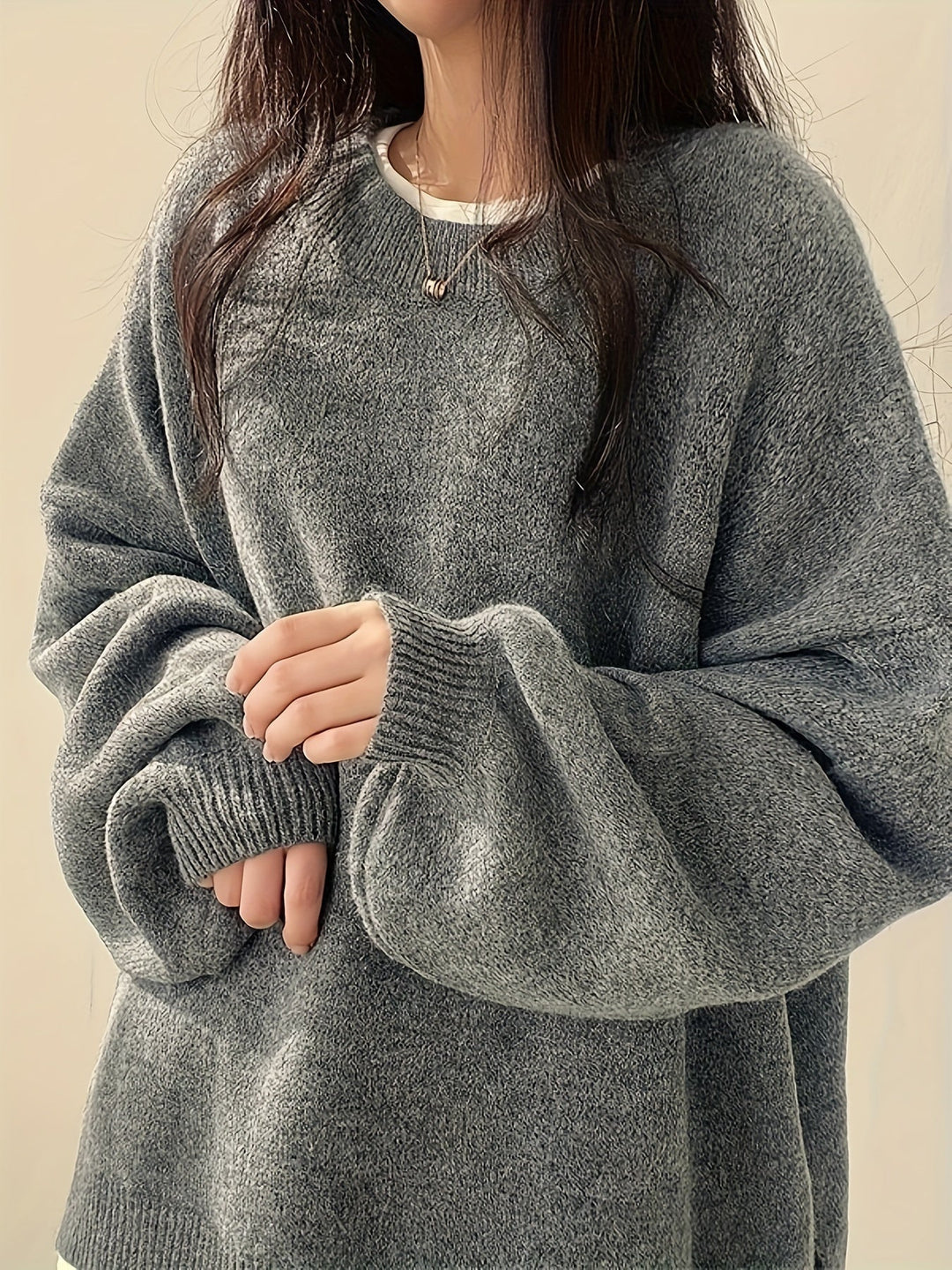 Josephine | Women's Balloon Sleeve Sweater with Relaxed Crew Neckline