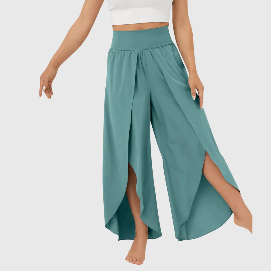 High Waisted Split Flowy Wide Leg Pants Women - Boho Style
