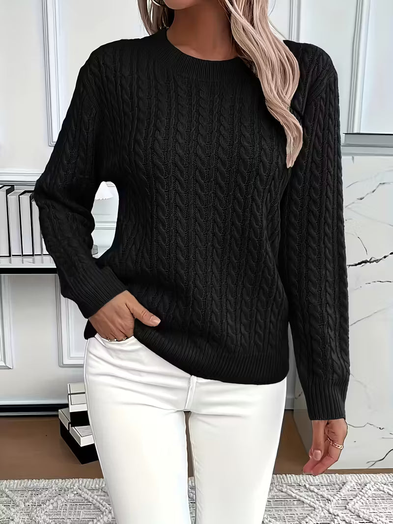 Josephine | Women's Chunky Cable Knit Round Neck Sweater