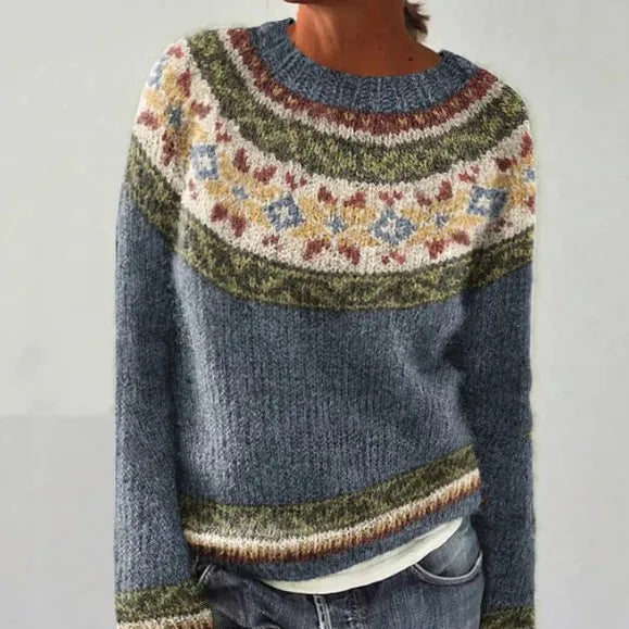 Fenwick | Women's Fair Isle Print Boat Neck Sweater