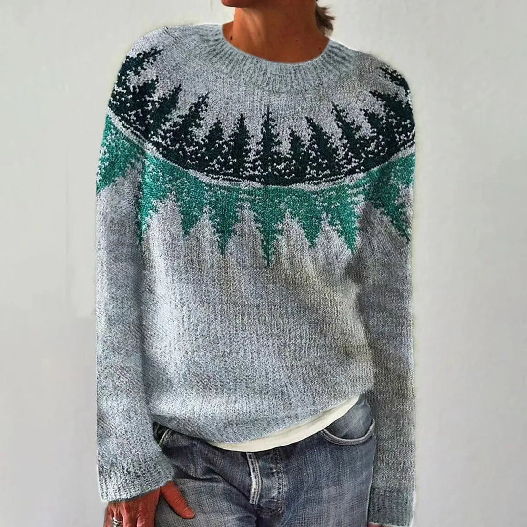 Fenwick | Women's Fair Isle Print Boat Neck Sweater