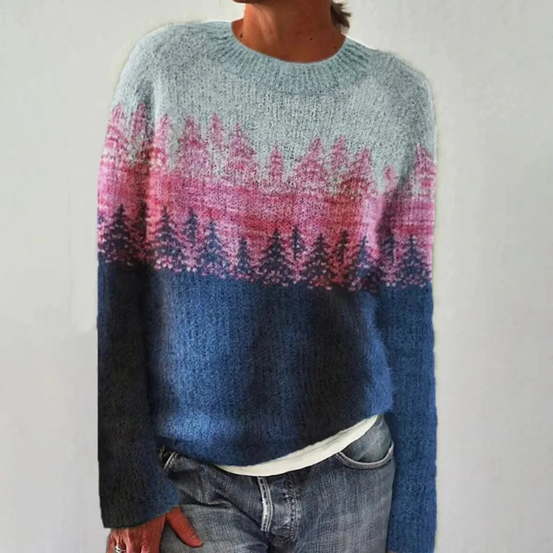 Fenwick | Women's Fair Isle Print Boat Neck Sweater