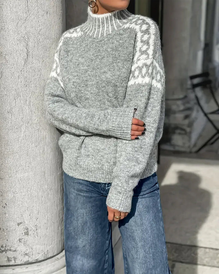 Isadora | Women's Fair Isle Yoke Mock Neck Sweater
