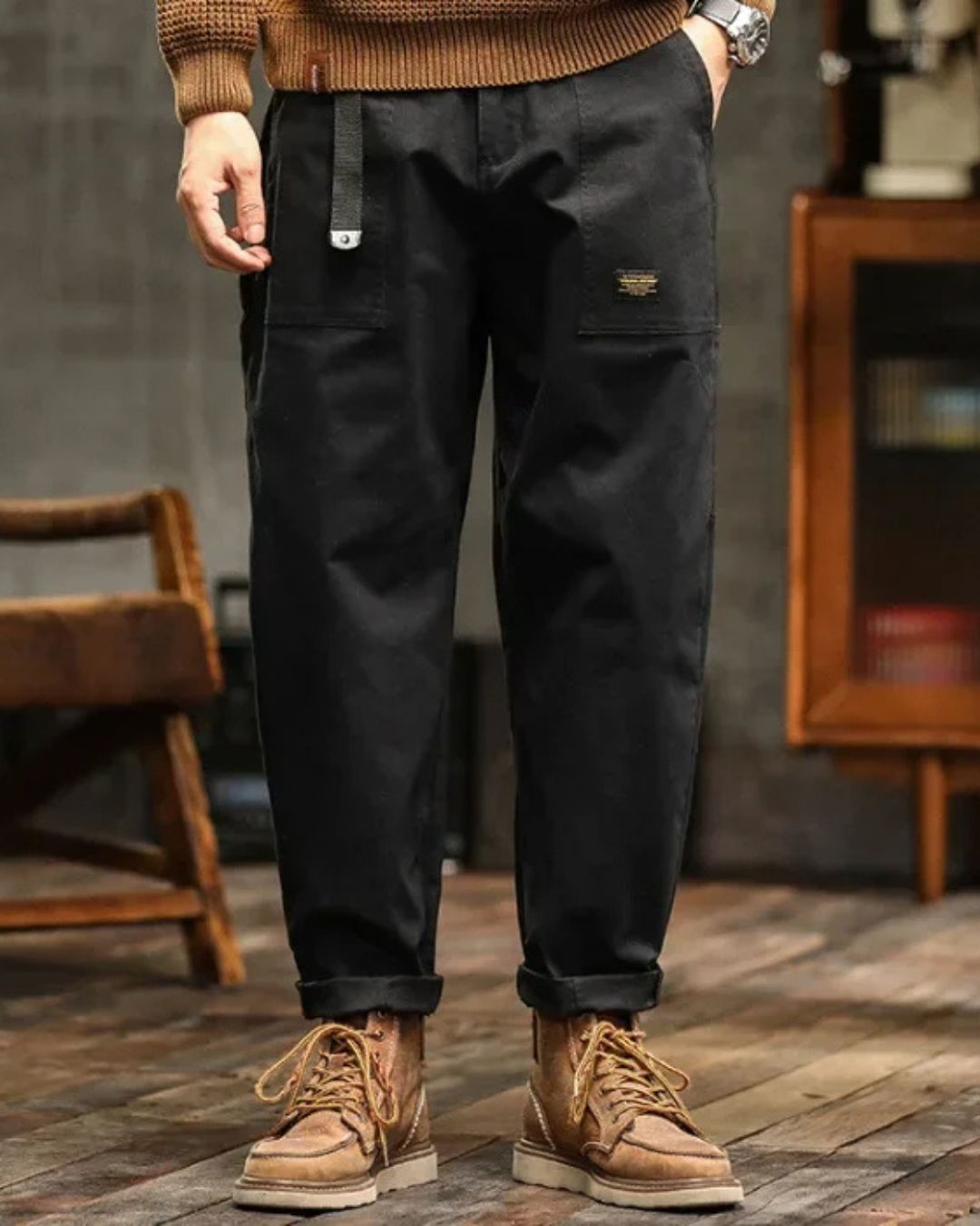 Workwear Tapered Mens Cargo Pants - Vintage Casual Utility