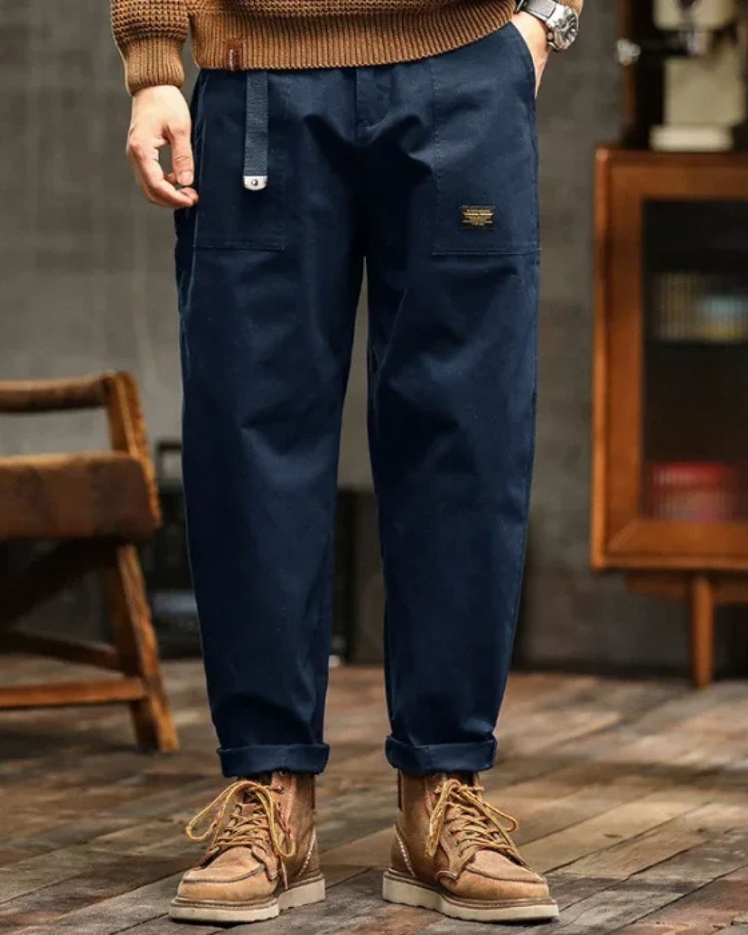 Workwear Tapered Mens Cargo Pants - Vintage Casual Utility