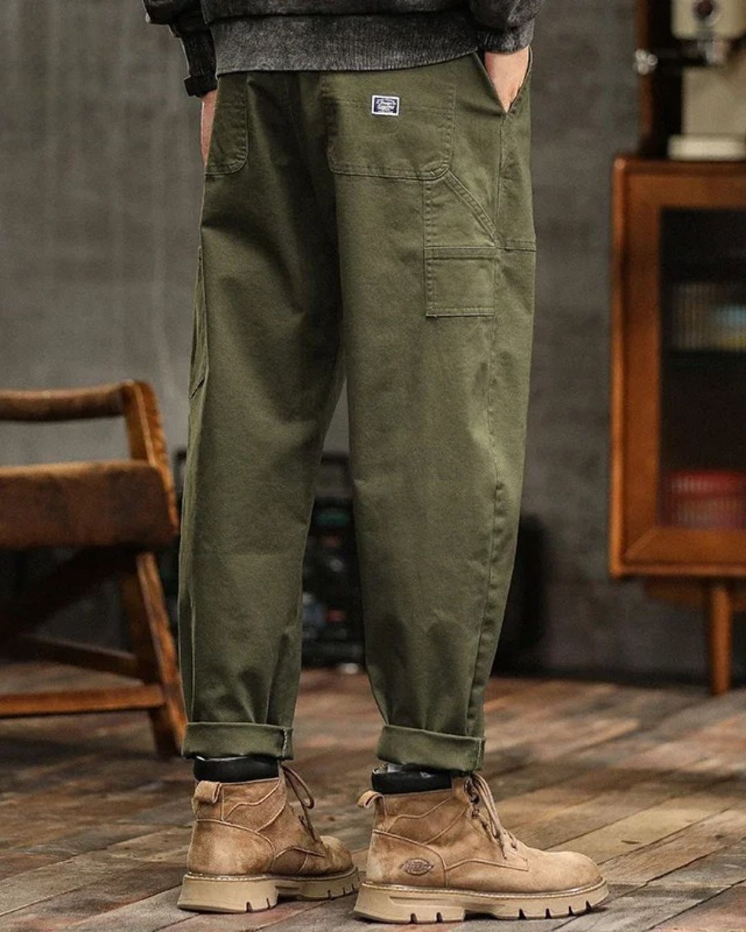 Workwear Tapered Mens Cargo Pants - Vintage Casual Utility
