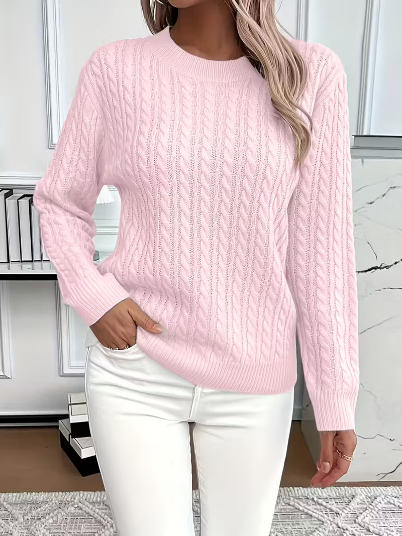 Josephine | Women's Chunky Cable Knit Round Neck Sweater