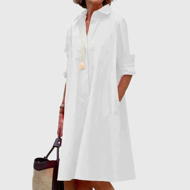 Oversized Button Down Casual Midi Shirt Dress