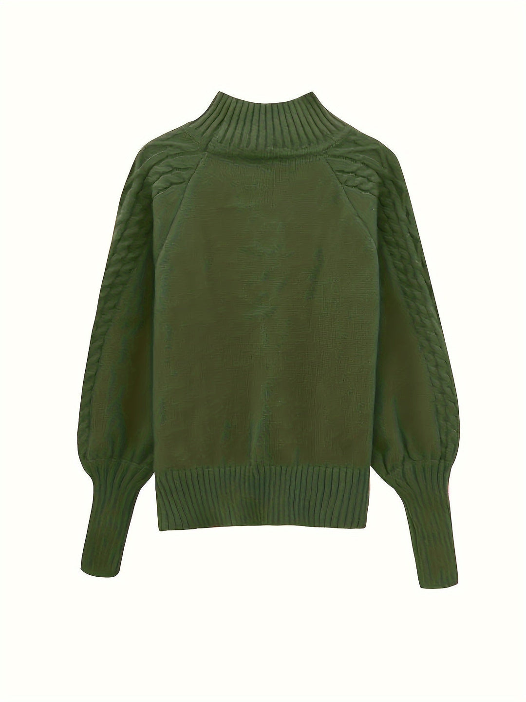 Isolde | Women's Puff Sleeve Mock Neck Cable Knit Sweater