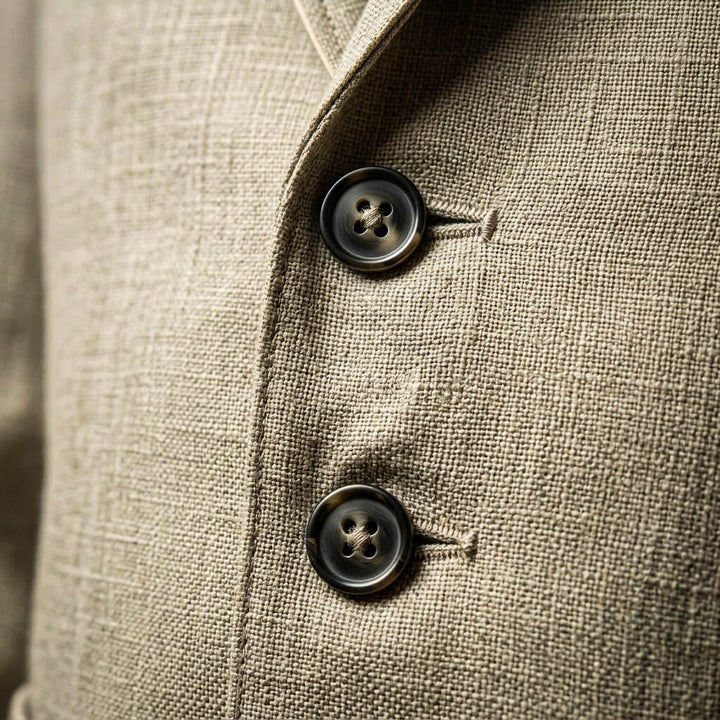 Notch Lapel Two Button Patch Pocket Relaxed Linen Blazer