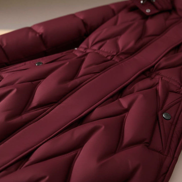 Delphine | Women's Fitted Quilted Hooded Coat with Drawstring Waist