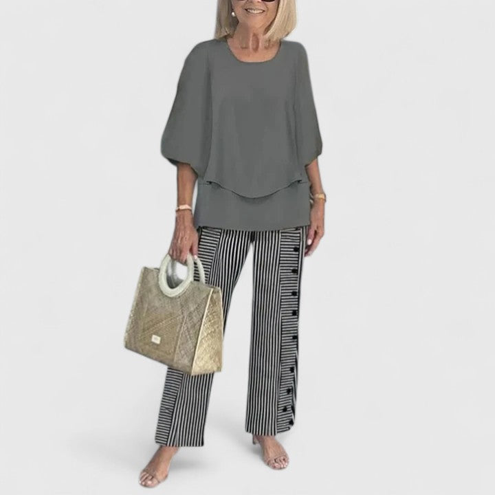 Floral Print Layered Top Two Piece Set Women