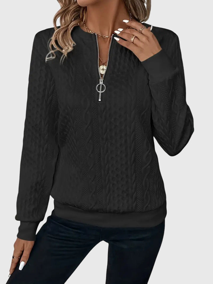Seraphina | Women's Textured Cable Quarter-Zip Sweater