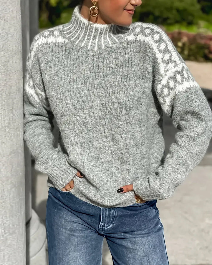 Isadora | Women's Fair Isle Yoke Mock Neck Sweater