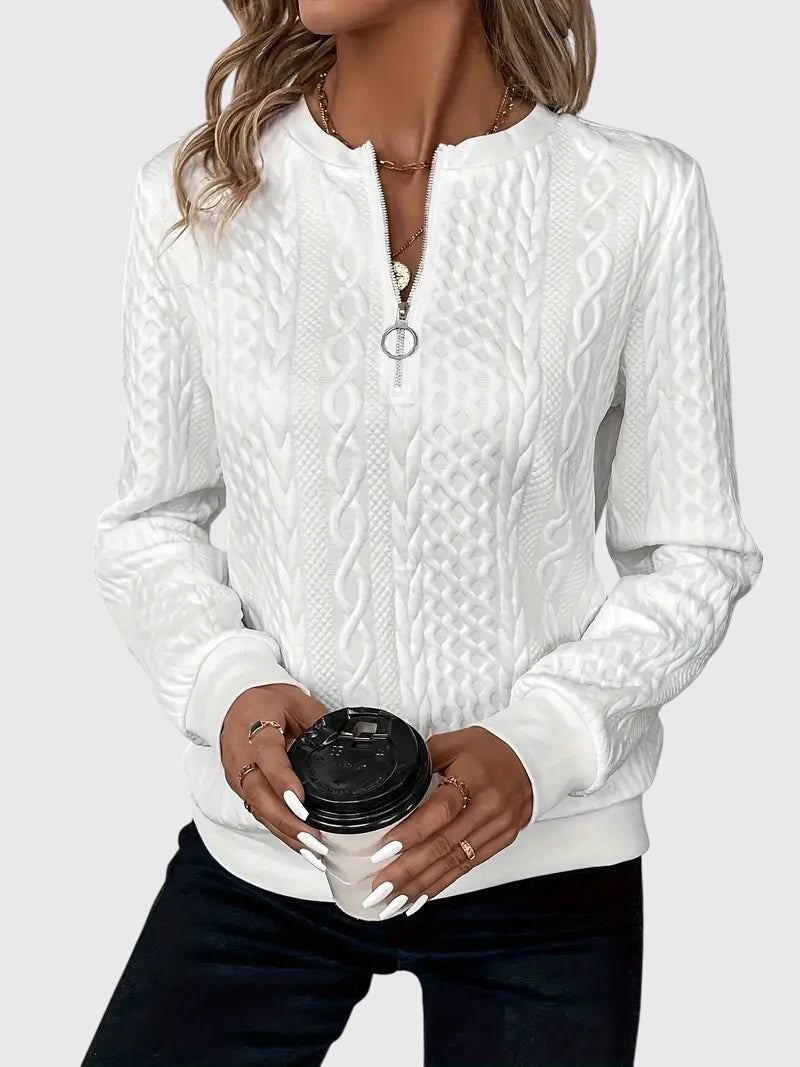 Seraphina | Women's Textured Cable Quarter-Zip Sweater