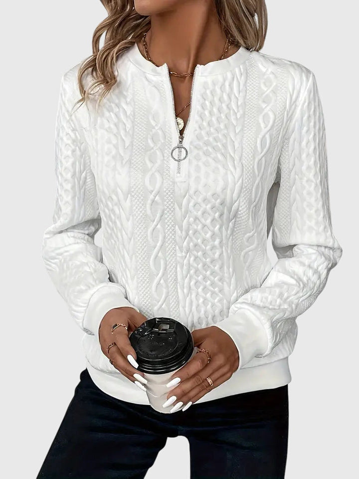 Seraphina | Women's Textured Cable Quarter-Zip Sweater