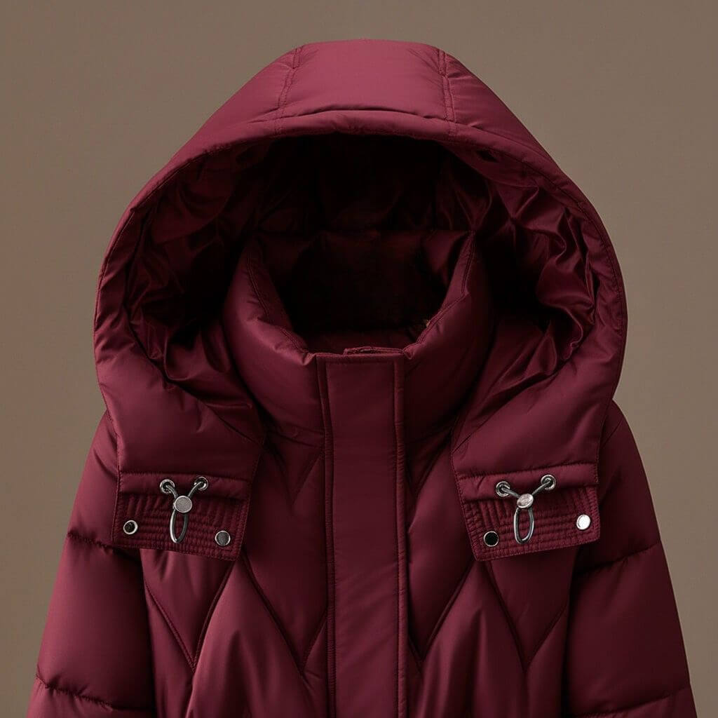 Delphine | Women's Fitted Quilted Hooded Coat with Drawstring Waist