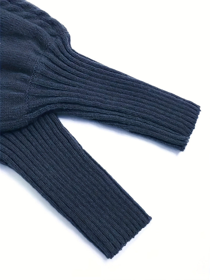 Isolde | Women's Puff Sleeve Mock Neck Cable Knit Sweater