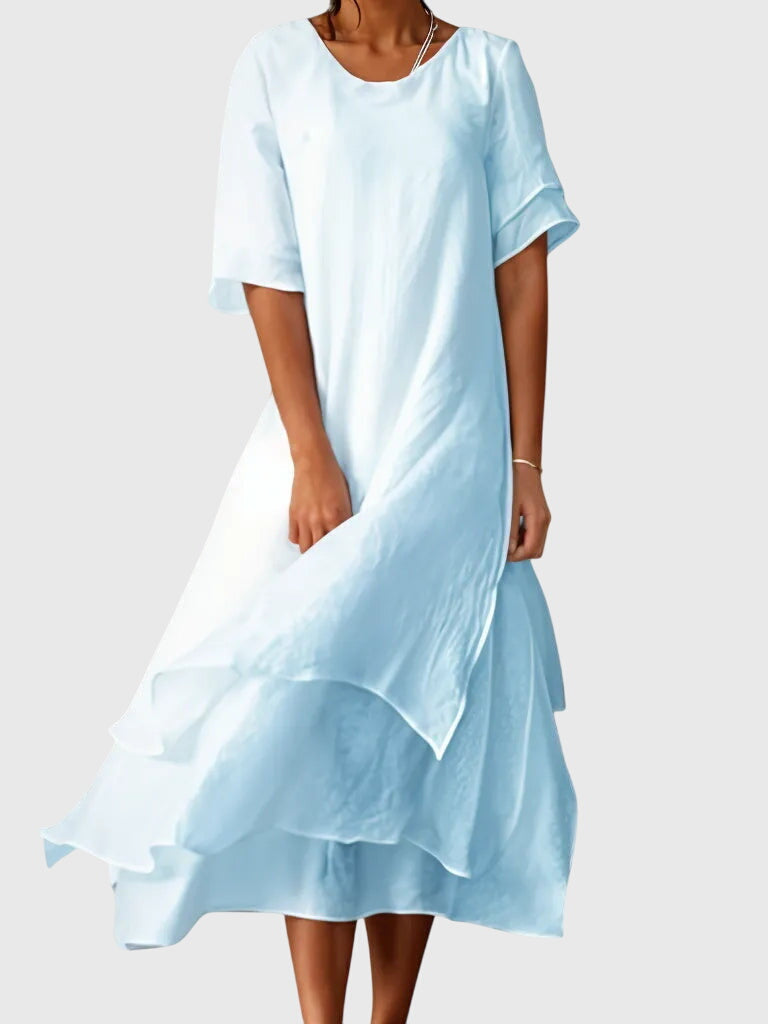 Linen Tiered Maxi Summer Beach Dress