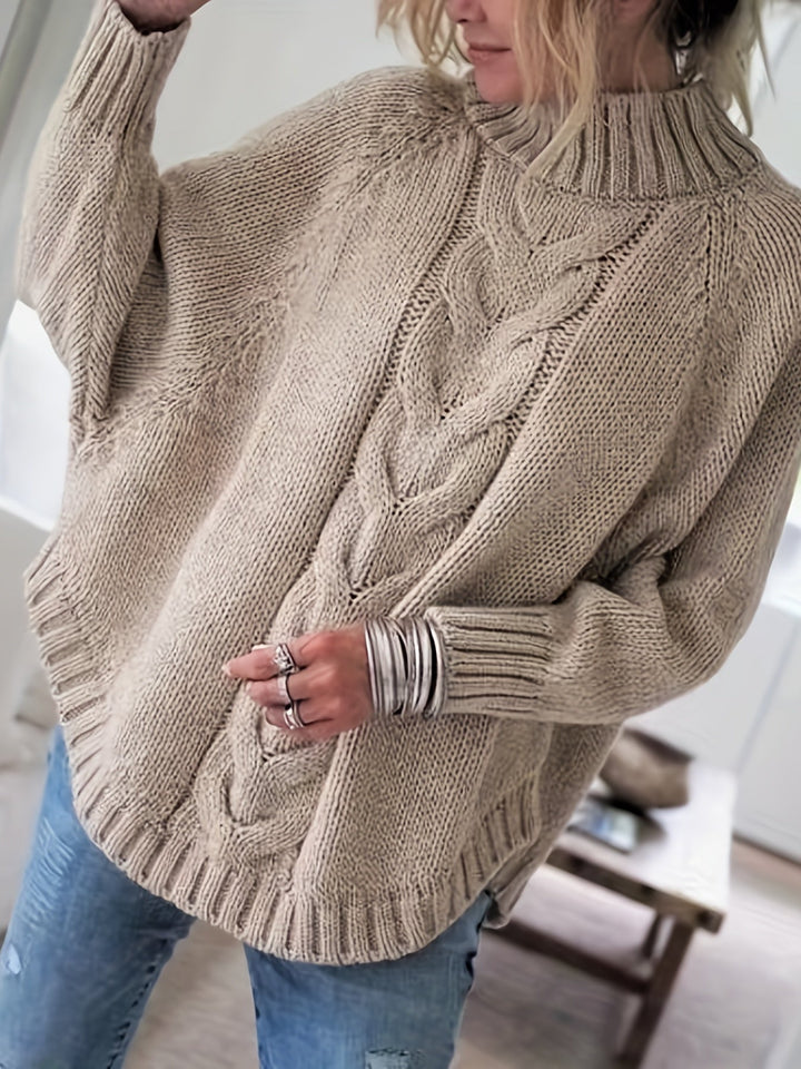 Isolde | Women's Oversized Cable Knit Turtleneck Sweater