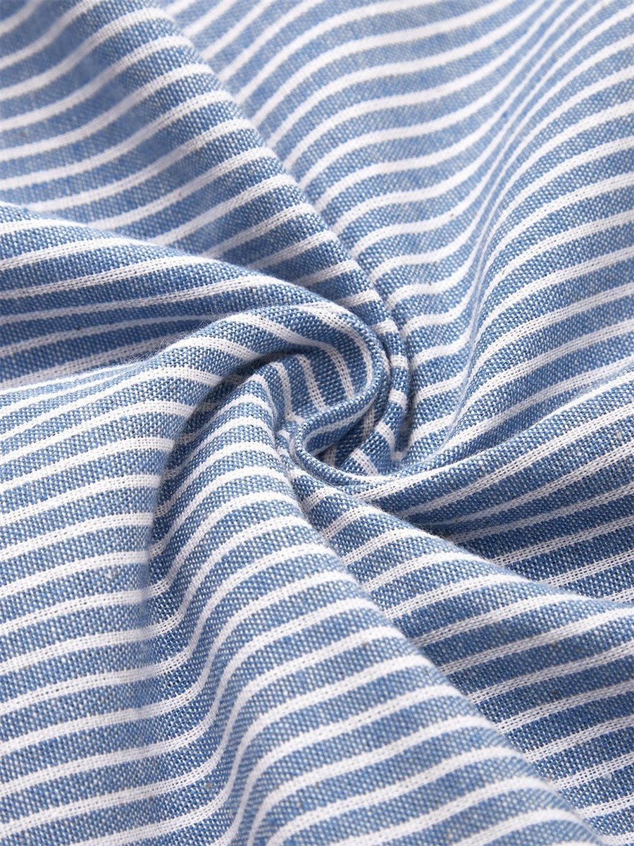 Striped Cotton A Line Summer Midi Dress