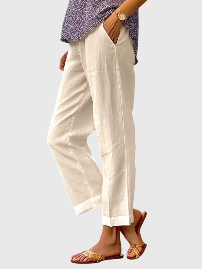Straight Leg Linen Pants Women - Casual Everyday Comfort