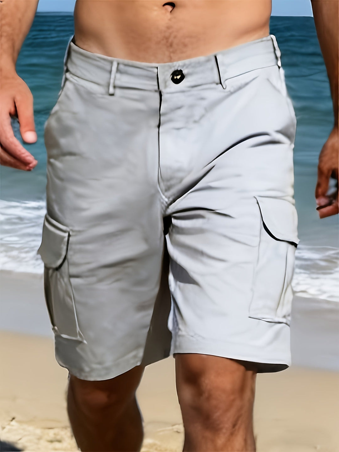 Flat Front Flap Pocket Belt Loop Relaxed Fit Mens Cargo Short