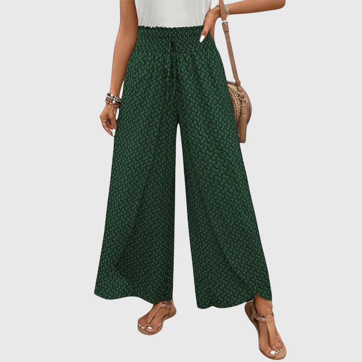 Printed Smocked Waist Wide Leg Palazzo Pants Women - Casual