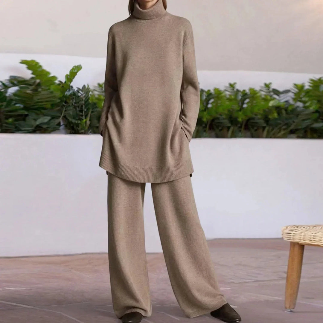 Sylvie | Women's Turtleneck Tunic Sweater Wide Leg Pants Set