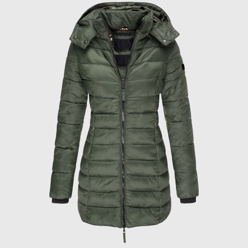 Marchetta | Women's Zip Front Hooded Longline Puffer Jacket