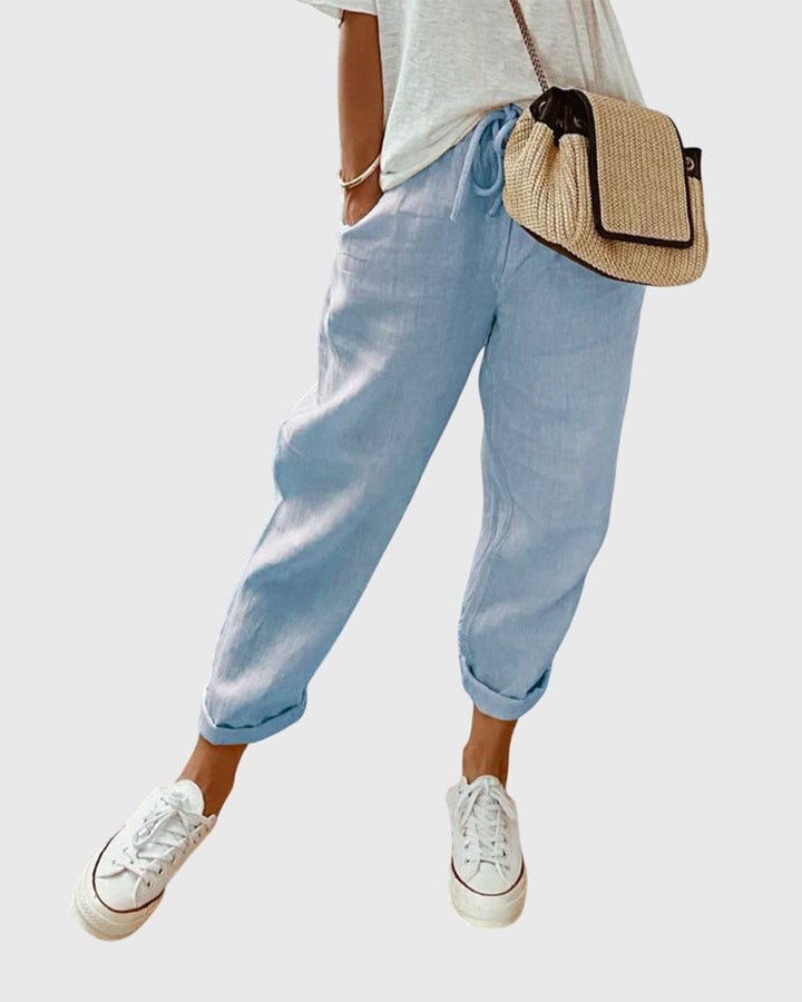 Drawstring Linen Jogger Pants Women - Relaxed Casual Fit