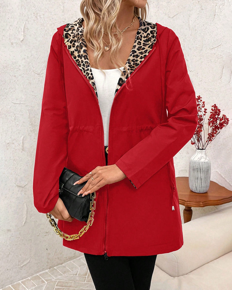 Winnifred | Women's Hooded Jacket with Leopard Print Lining