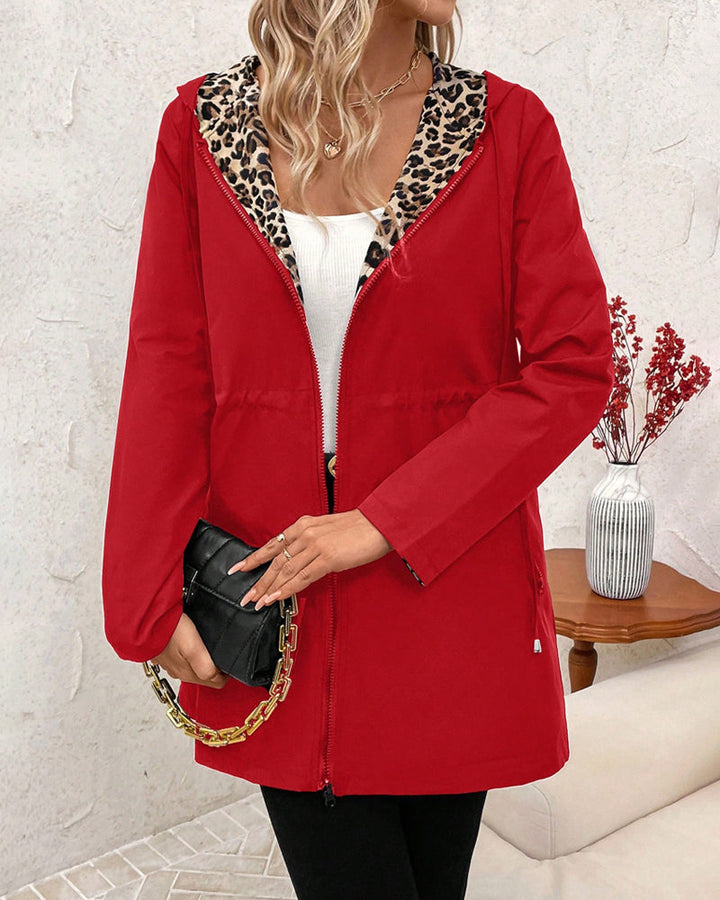 Winnifred | Women's Hooded Jacket with Leopard Print Lining