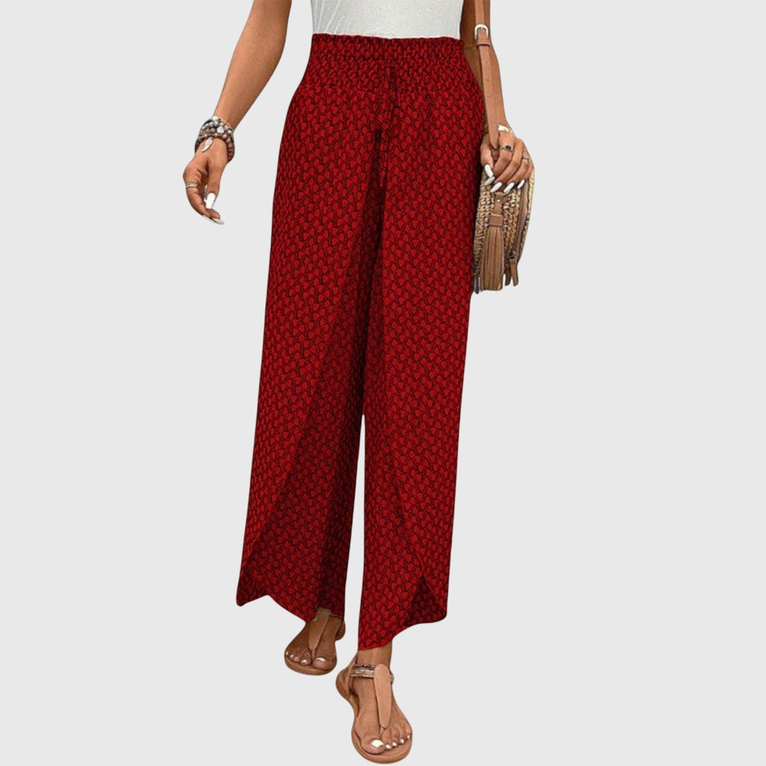 Printed Smocked Waist Wide Leg Palazzo Pants Women - Casual