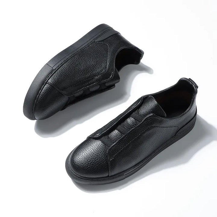 Pebbled Leather Slip On Mens Casual Shoes - Minimal Style