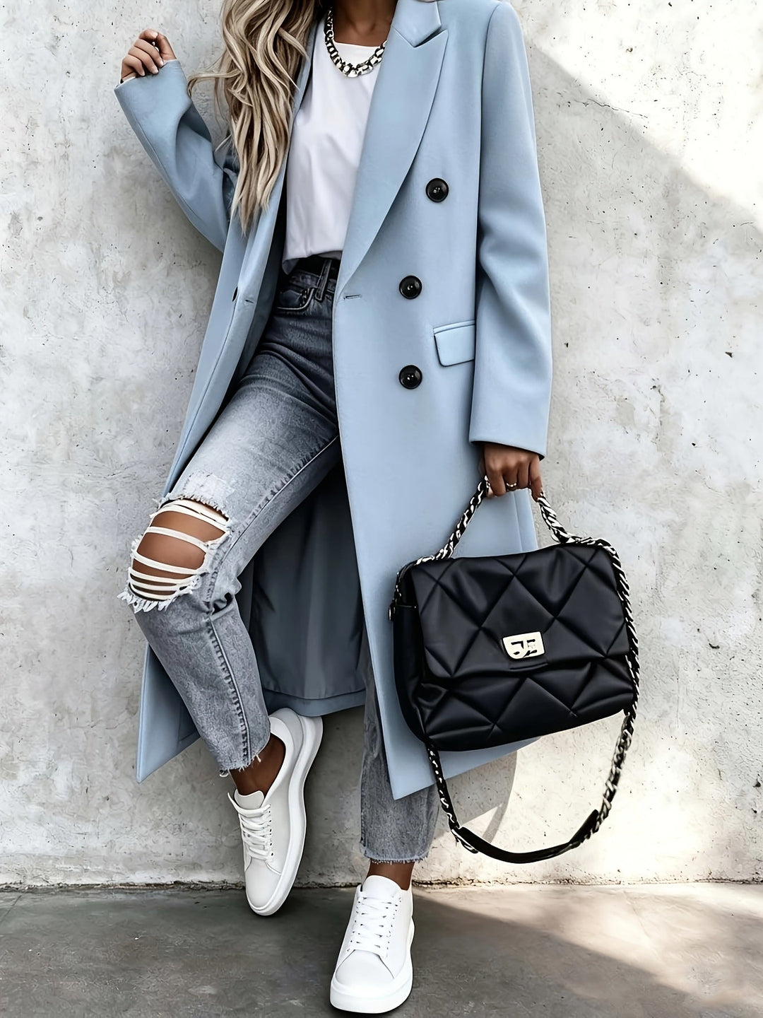 Bernadette | Women's Long Lapel Double Breasted Coat