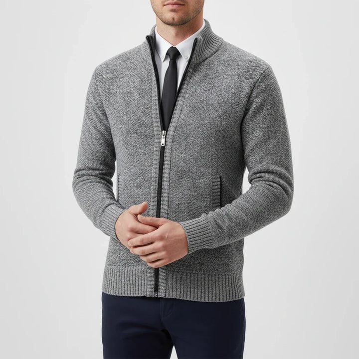 Nathaniel | Men's Cotton Zip-Up Funnel Neck Sweater