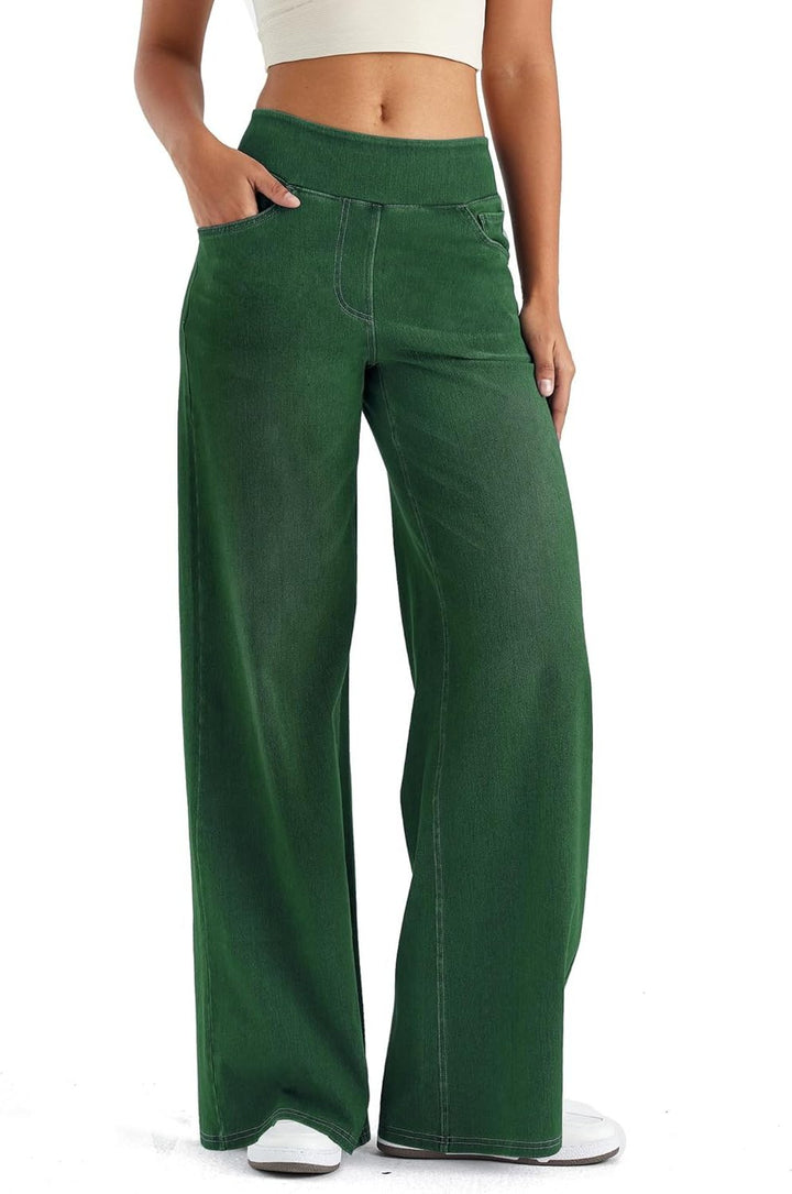Tabitha | Women's Fleece Lined Pull On Jeans in a Wide Leg Fit