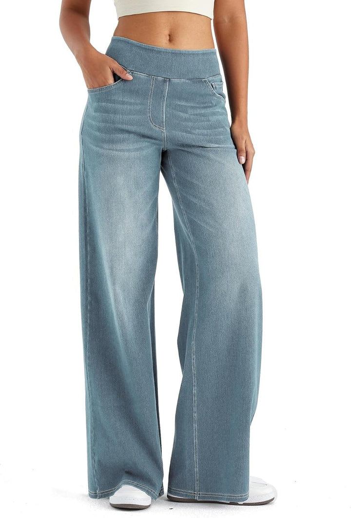 Tabitha | Women's Fleece Lined Pull On Jeans in a Wide Leg Fit