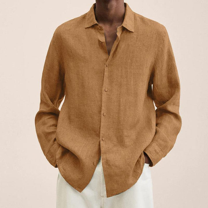 Oversized Long Sleeve Relaxed Fit Linen Shirt Men