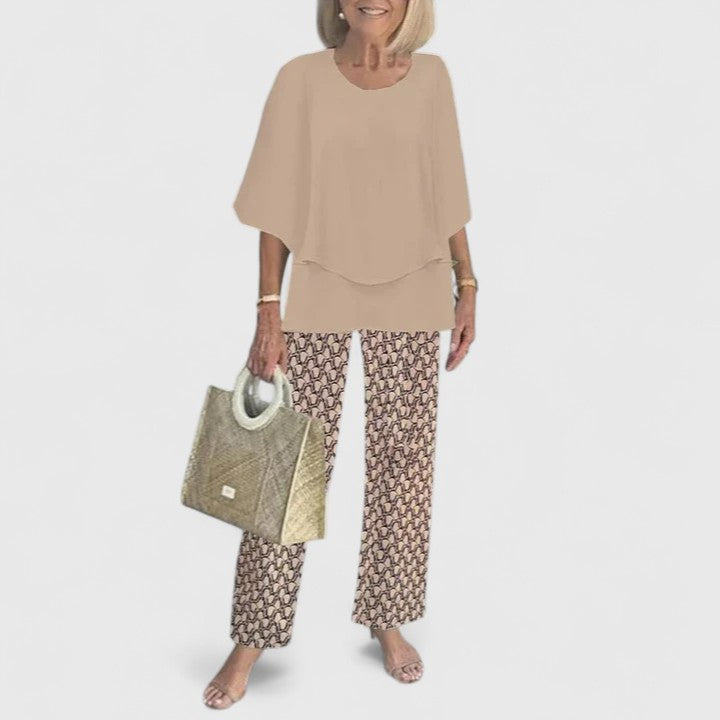 Floral Print Layered Top Two Piece Set Women