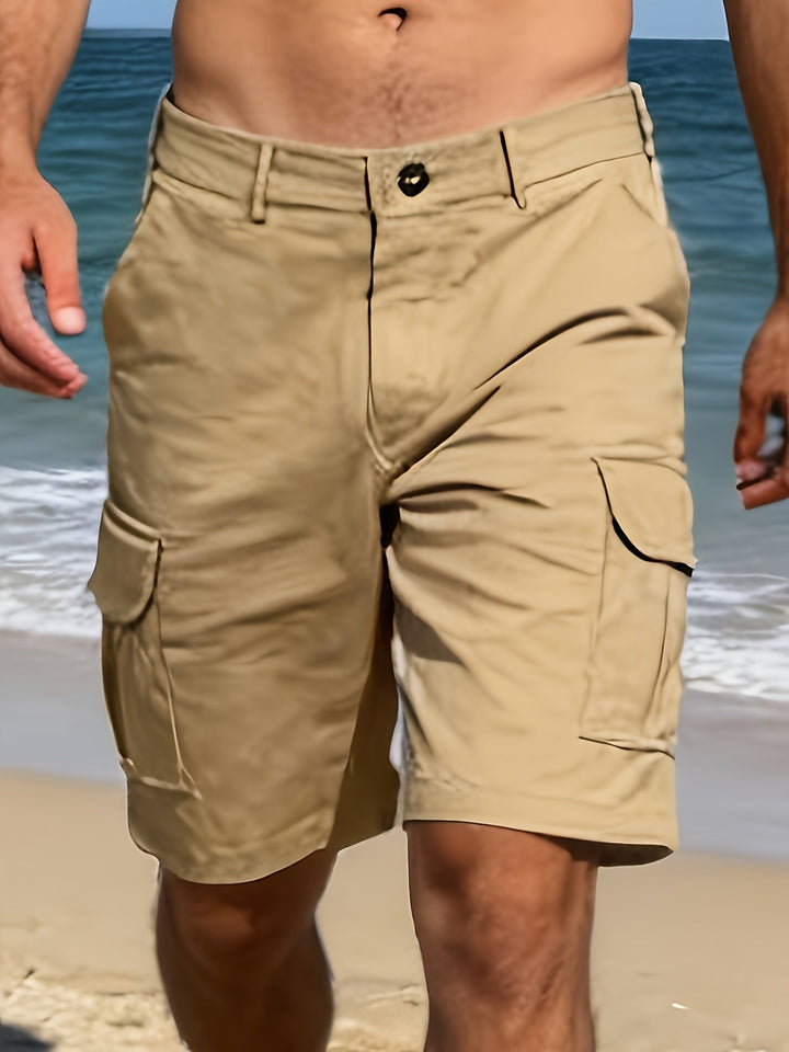 Flat Front Flap Pocket Belt Loop Relaxed Fit Mens Cargo Short