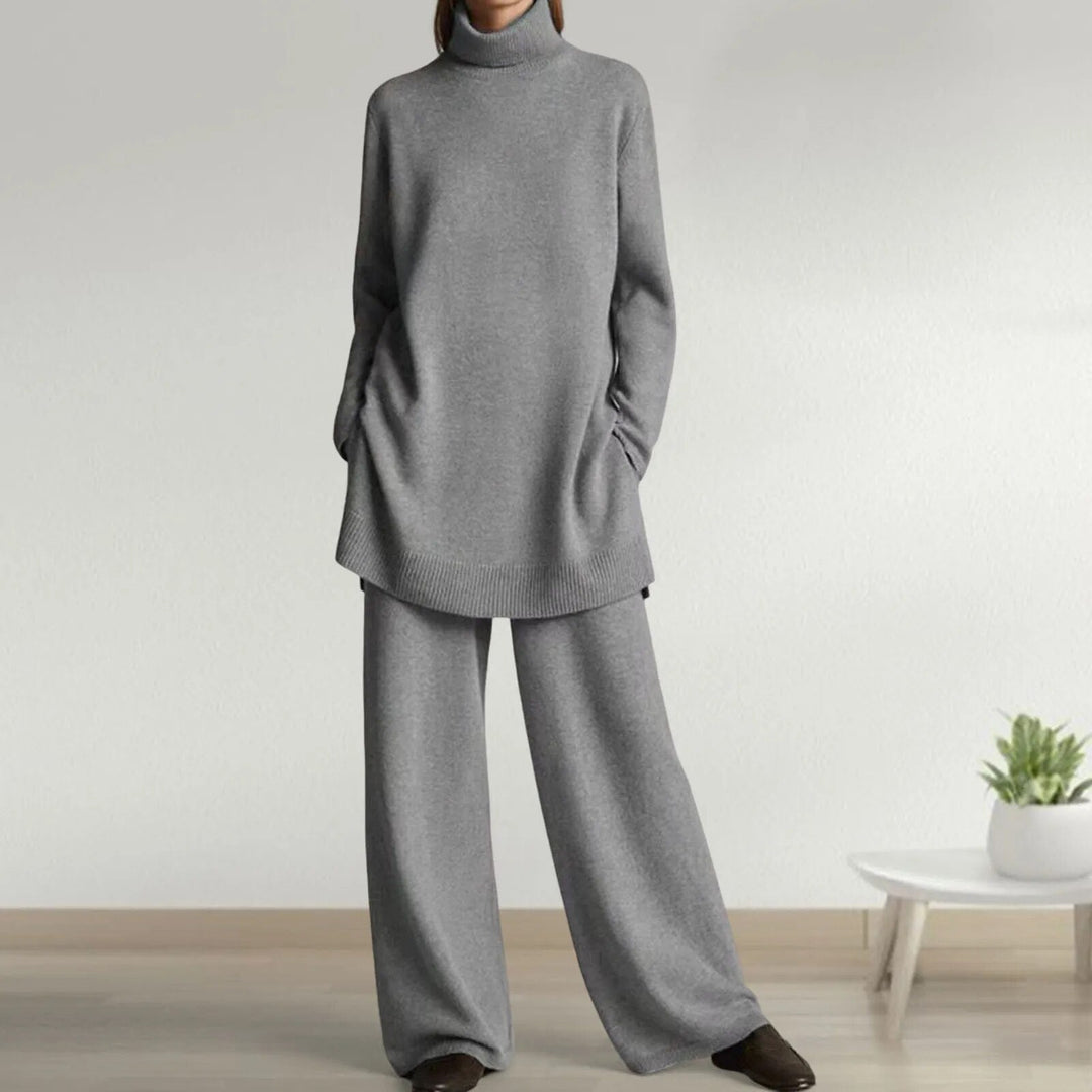 Sylvie | Women's Turtleneck Tunic Sweater Wide Leg Pants Set